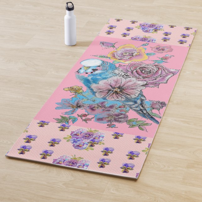 Tapis De Yoga Bougie bleue rose poitrine fleurie Yoga Mat (En situation)