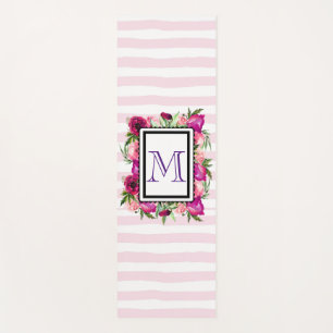 Tapis De Yoga Bouquet de fleurs roses et coquelicots sur bandes