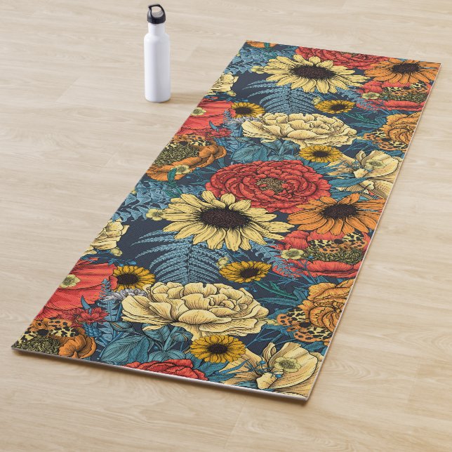 Tapis De Yoga Bouquet de fleurs - roses, pivoines, marguerites e (En situation)