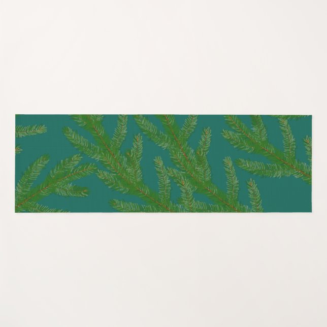 Tapis De Yoga Branches Festive Green Fir Tree (Devant (Horizontal))