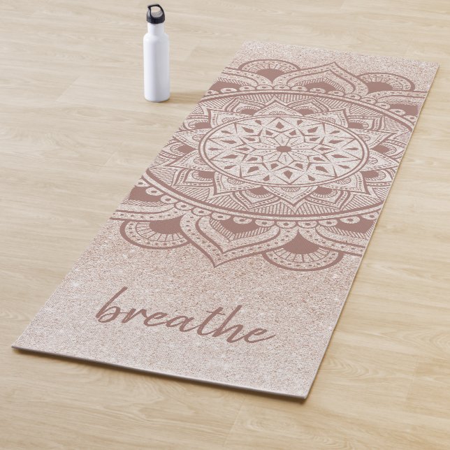 Tapis De Yoga Breathe Chic Rose Gold Feminine Mandala Practice (En situation)