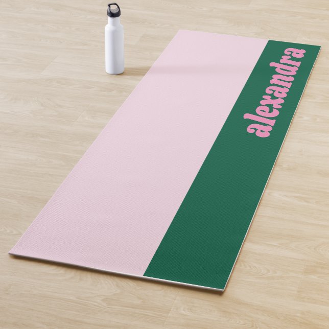 Tapis De Yoga Bright Pastel Color Block Pink Green Personalized  (En situation)