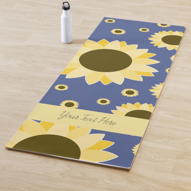 Tapis De Yoga Bright Sunflowers on Navy blue (En situation)
