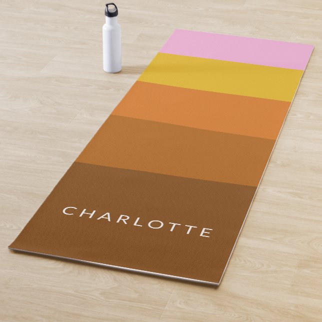 Tapis De Yoga Brown rose large bandes Abstraites personnalisées (En situation)
