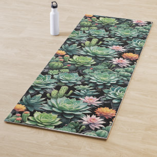 Tapis De Yoga Cactus en fleurs et succulents