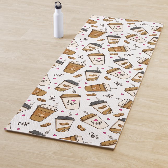 Tapis De Yoga Cafés, Fèves de café, Amateur de café, Coeurs (En situation)