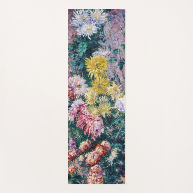 Tapis De Yoga Caillebotte - Chrysanthèmes blanc et jaune (Devant)
