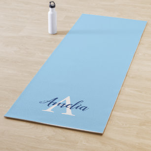 Tapis De Yoga Calme bleu Monogramme Script Yoga Mat