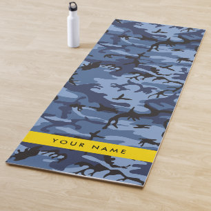 Tapis De Yoga Camouflage Bleu Marine Personnalisez votre nom