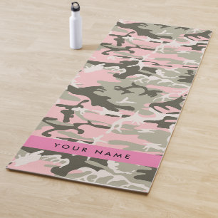 Tapis De Yoga Camouflage rose et vert Votre nom Personnalisez