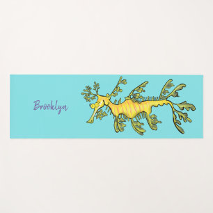 Tapis De Yoga Caricature amusante de dragon de mer feuillu