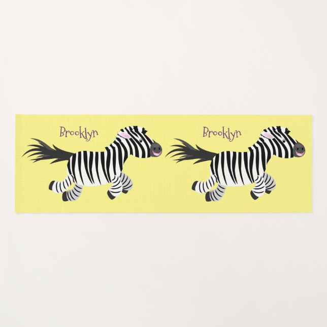 Tapis De Yoga Caricature amusante de zèbre (Devant (Horizontal))