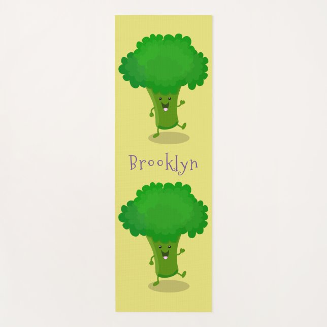 Tapis De Yoga Caricature de brocoli dansant Cute kawaii (Devant)