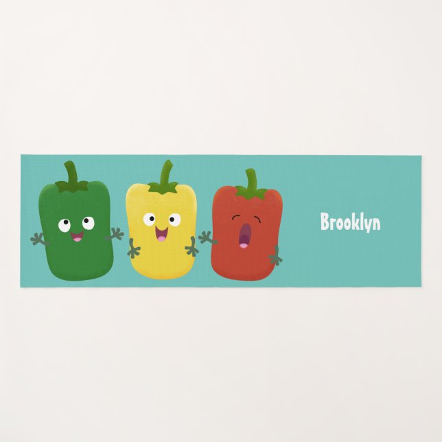 Tapis De Yoga Caricature de chant trio capsicum poivre clair (Devant (Horizontal))