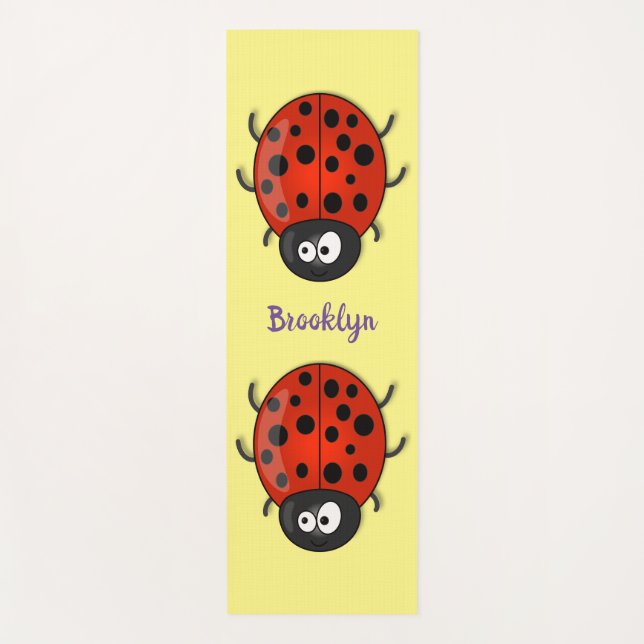Tapis De Yoga Caricature de coccinelle rouge joyeux (Devant)