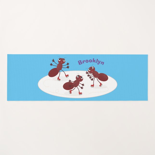 Tapis De Yoga Caricature de patinage sur glace de Happy red four (Devant (Horizontal))