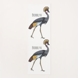 Tapis De Yoga Caricature d'oiseau de grue couronné gris