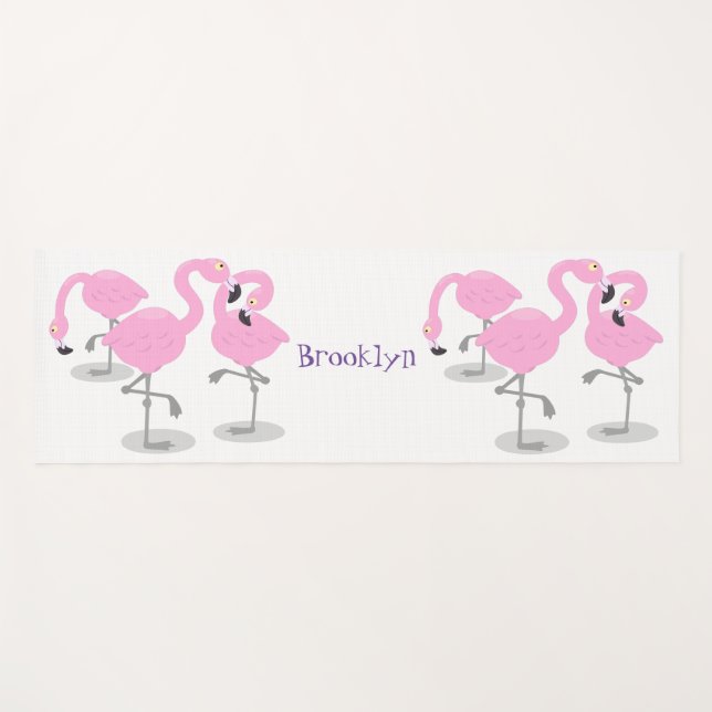 Tapis De Yoga Caricature en trio flamand rose mou (Devant (Horizontal))