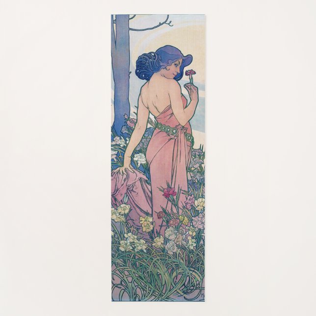 Tapis De Yoga Carnation (Quatre Fleurs), Alphonse Mucha (Devant)