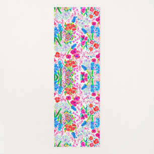 Tapis De Yoga Carnet de chèques à motif de fleurs aquarelles col