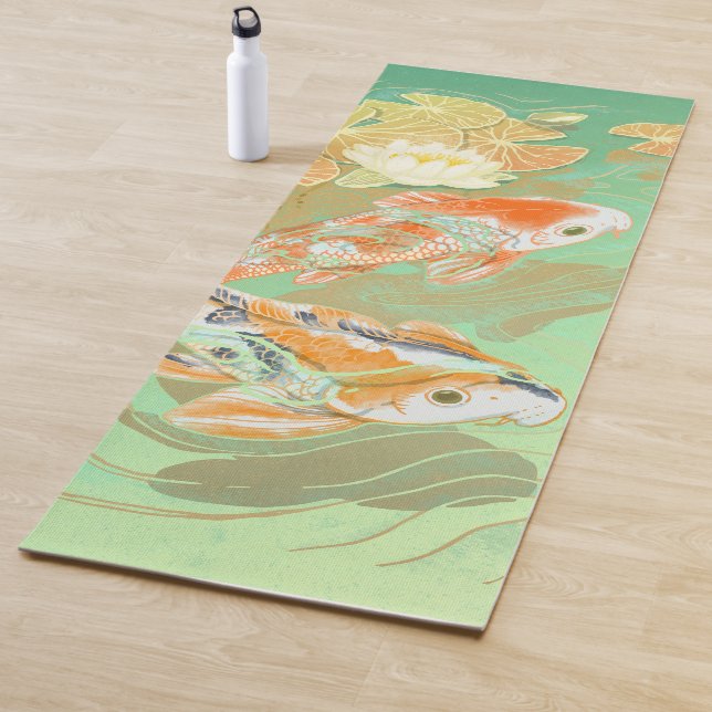 Tapis De Yoga Carpe Koi Poisson Eau Lily Pond Yoga Mat (En situation)