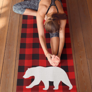 Tapis De Yoga Carreaux de buffle rouge & Ours blanc