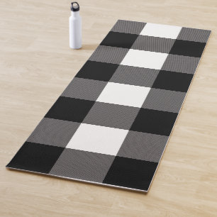 Tapis De Yoga Carrés à carreaux noirs et blancs Buffalo Plaid