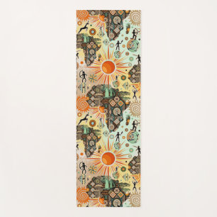 Tapis De Yoga Carte d'Afrique Éléments Tribaux Décoratifs Motif