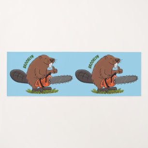 Tapis De Yoga Castor drôle avec humour de dessin animé de tronço
