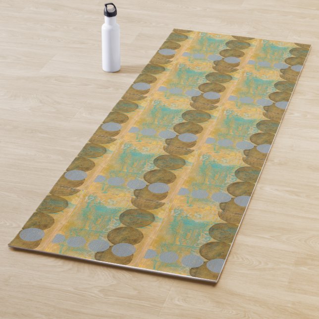 Tapis De Yoga Cercles Brown et gris foncés avec des nombres (En situation)