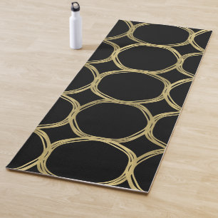 Tapis De Yoga Cercles dorés et élégant noir moderne tendance chi