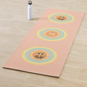 Tapis De Yoga Cercles multicolores et chat tigre