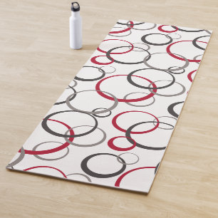 Tapis De Yoga Cercles rouges gris blanc