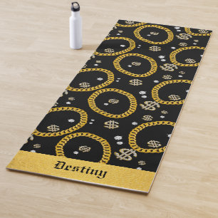 Tapis De Yoga Chaîne en or de lien cubain de musique hip hop rap