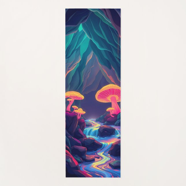 Tapis De Yoga champignons bioluminescents et flux (Devant)
