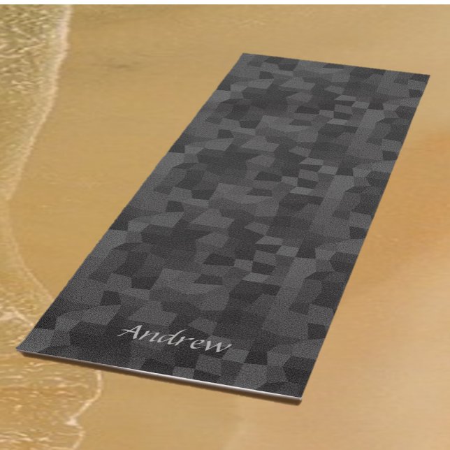 Tapis De Yoga Chat de Yoga Abstrait moderne noir et gris (Créateur téléchargé)