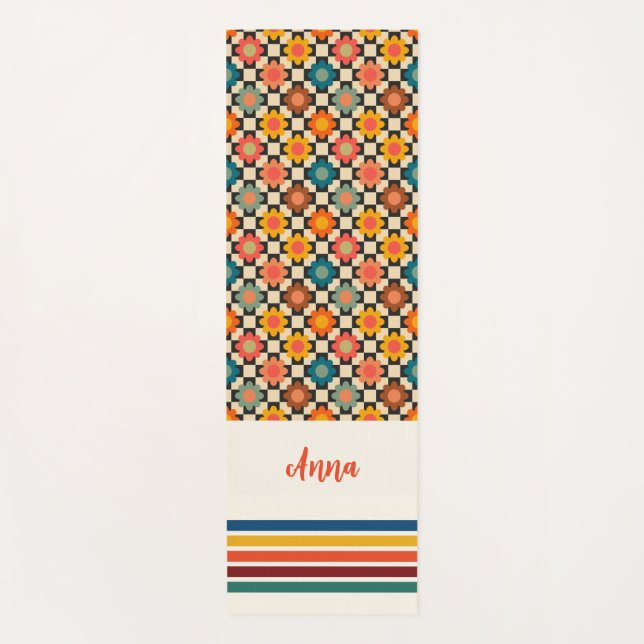 Tapis De Yoga Chat de Yoga Retro Personnalisé (Devant)
