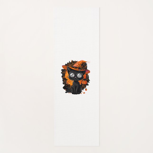 Tapis De Yoga Chat noir Costume Halloween Witchcraft Spider Web (Devant)