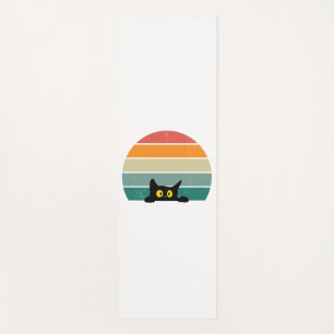 Tapis De Yoga Chat noir Coucher de soleil Coucher de soleil Vint