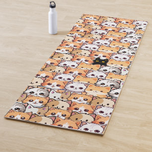 Tapis De Yoga Chat noir mignon en chats orange animal de compagn