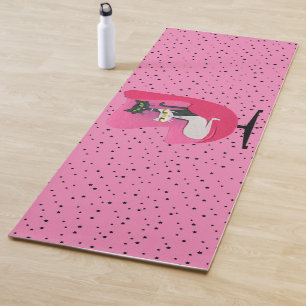 Tapis De Yoga Chats atomiques Colliers Diamants Chaise rose Blac