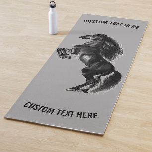 Tapis De Yoga Cheval sauvage noir Yoga Mat avec nom de texte per