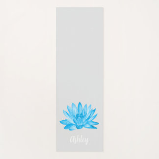 Tapis De Yoga chic lotus baby blue personalized script
