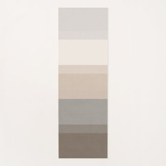 Tapis De Yoga Chic Taupe, Crème et Gris rayé Designer