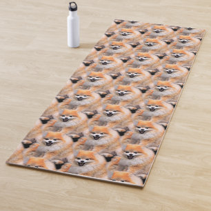 Tapis De Yoga Chien Poméranien mignon riant