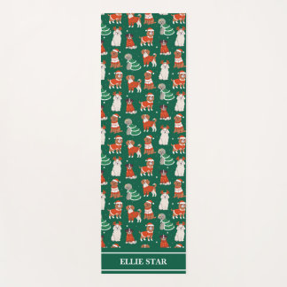 Tapis De Yoga Chiens de Noël verts Fille personnalisée