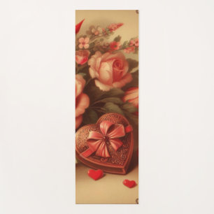 Tapis De Yoga Chocolats et fleurs de la Saint-Valentin vintage