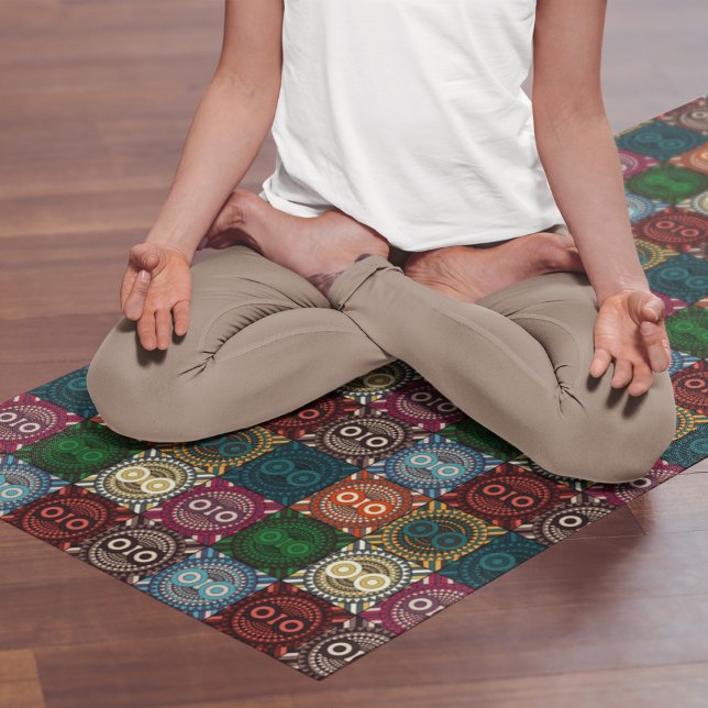 Tapis De Yoga Chouettes polychromes (Créateur téléchargé)