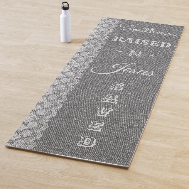 Tapis De Yoga Christian Denim Lace Sud élevé Jésus sauvé (En situation)
