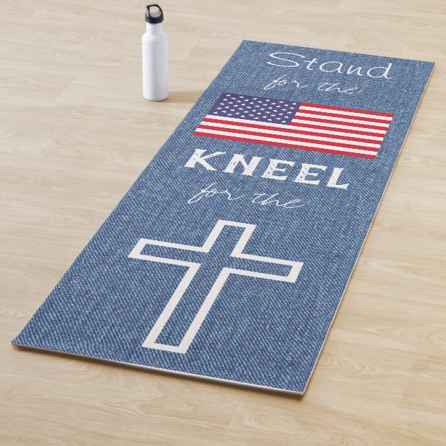 Tapis De Yoga Christian Patriot Stand pour Drapeau Kneel pour Cr (En situation)
